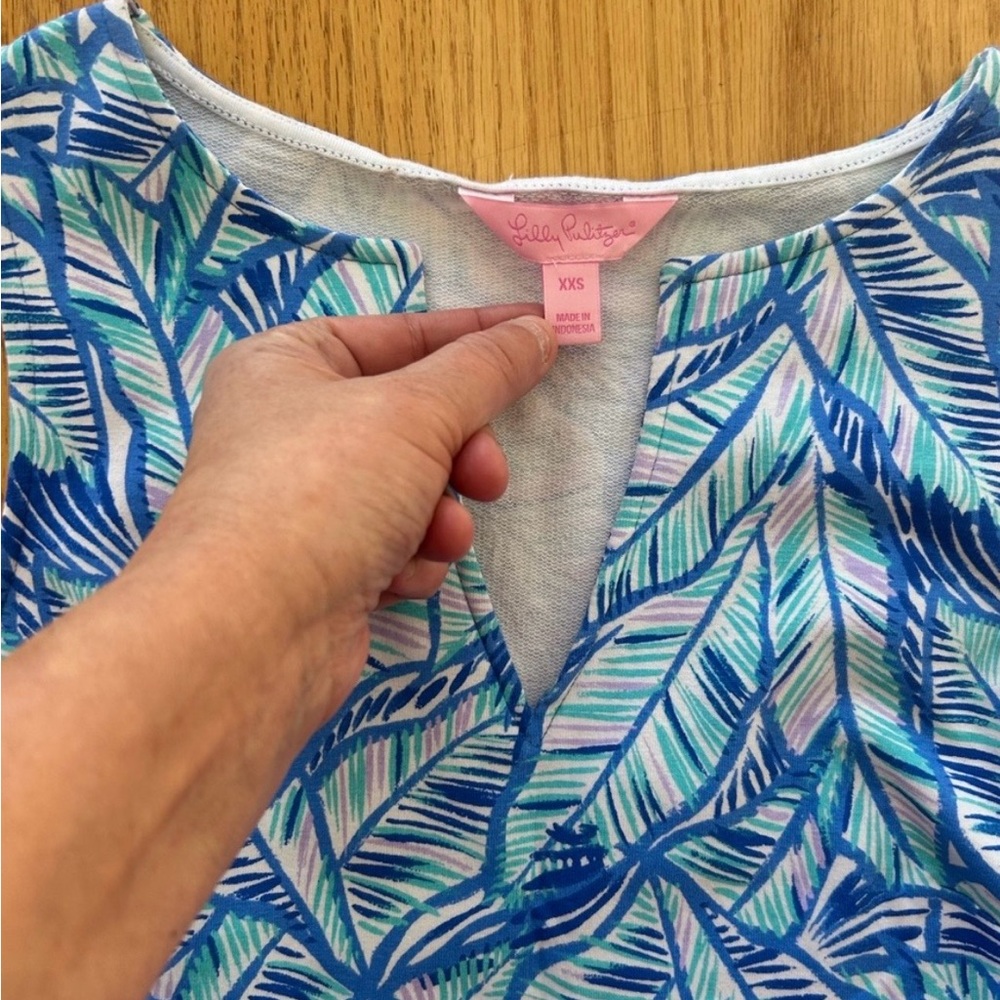 Lilly Pulitzer Harper Shift Dress XXS Bennet Blue Let's Mango French Terry Knit - Picture 5 of 11